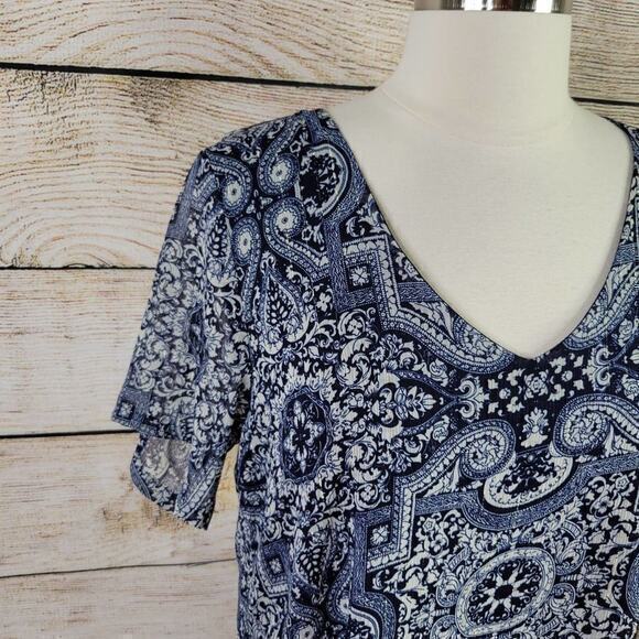 VICI Women’s Navy Brocade Metallic Shift Dress Size Medium‎ - Picture 2 of 5